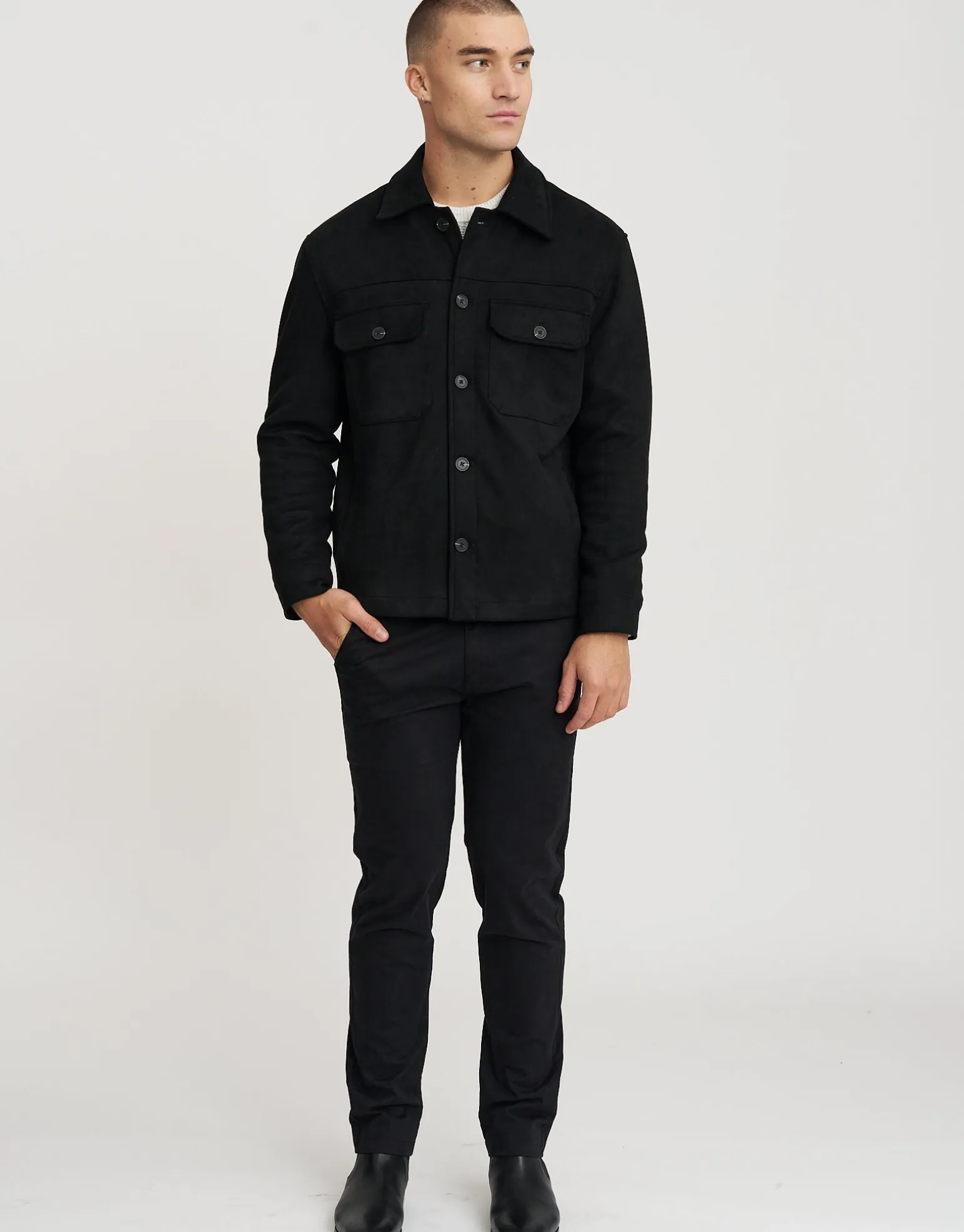 Faux Suede Smart Jacket in Tobacco