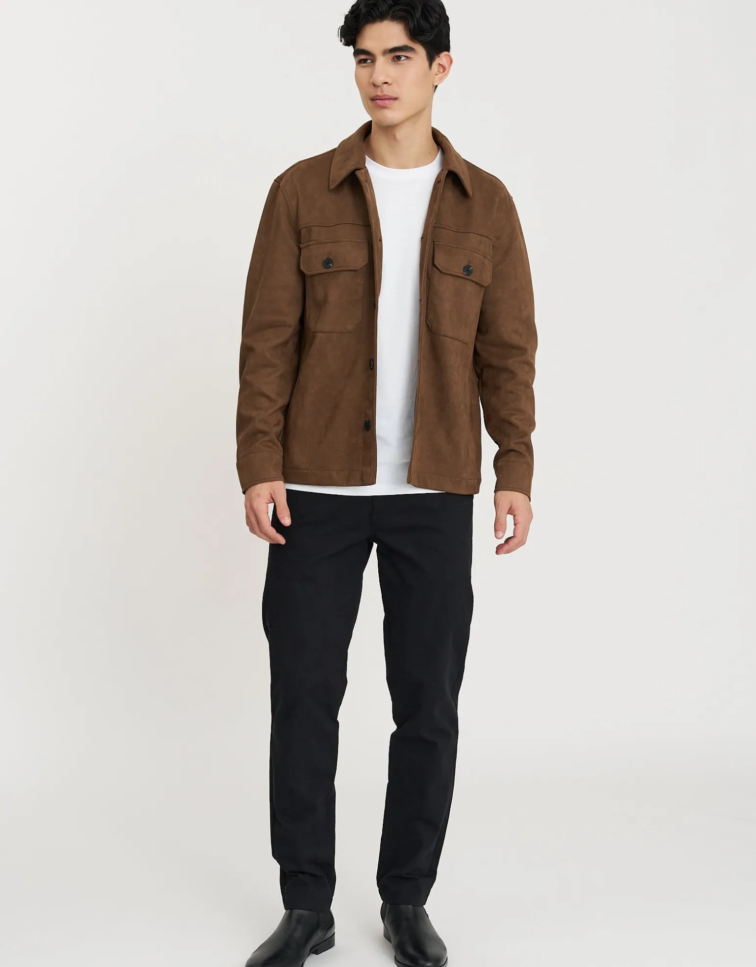 Faux Suede Smart Jacket in Tobacco