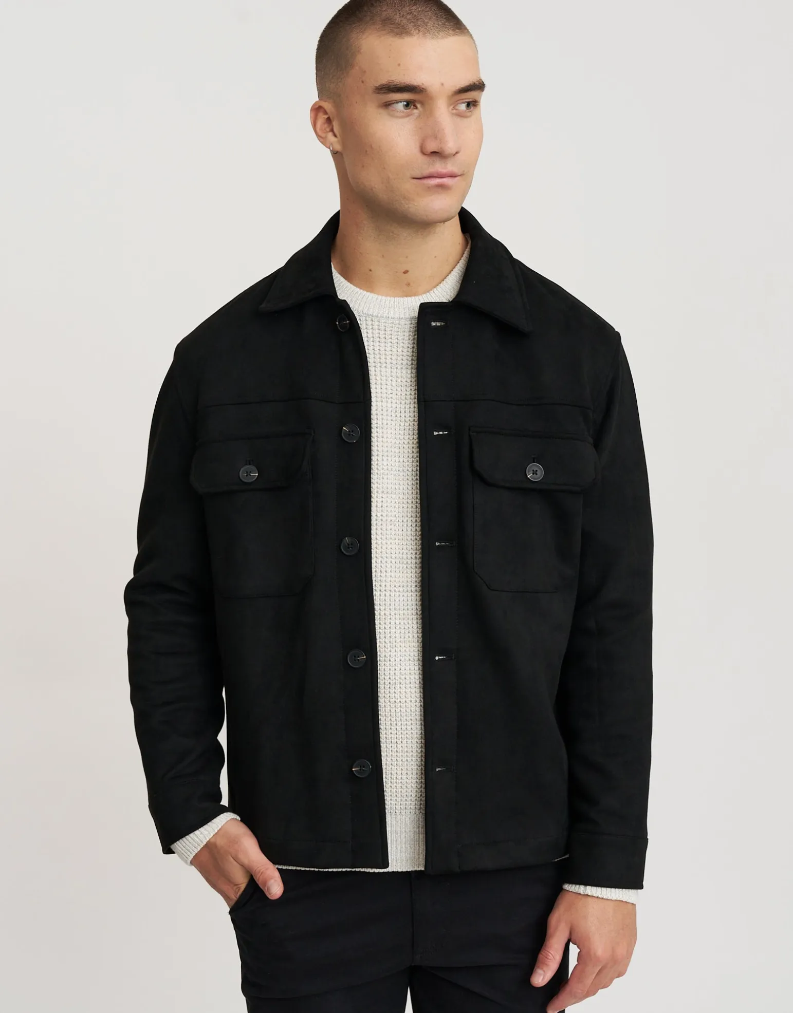 Faux Suede Smart Jacket in Tobacco