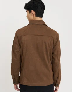 Faux Suede Smart Jacket in Tobacco