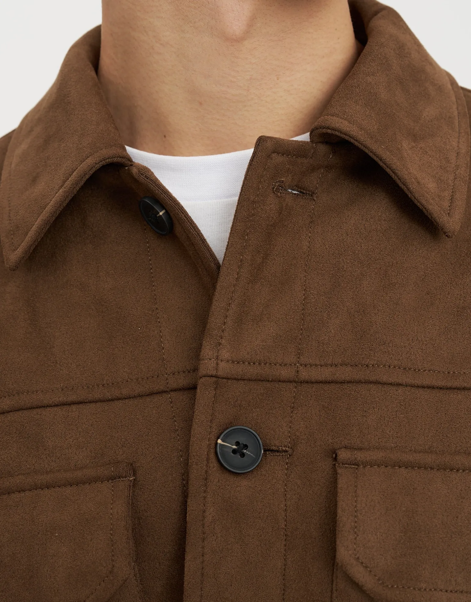 Faux Suede Smart Jacket in Tobacco