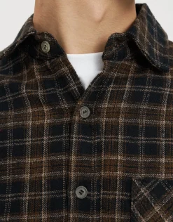 Flannel Check Regular Fit Shirt in Black/brown