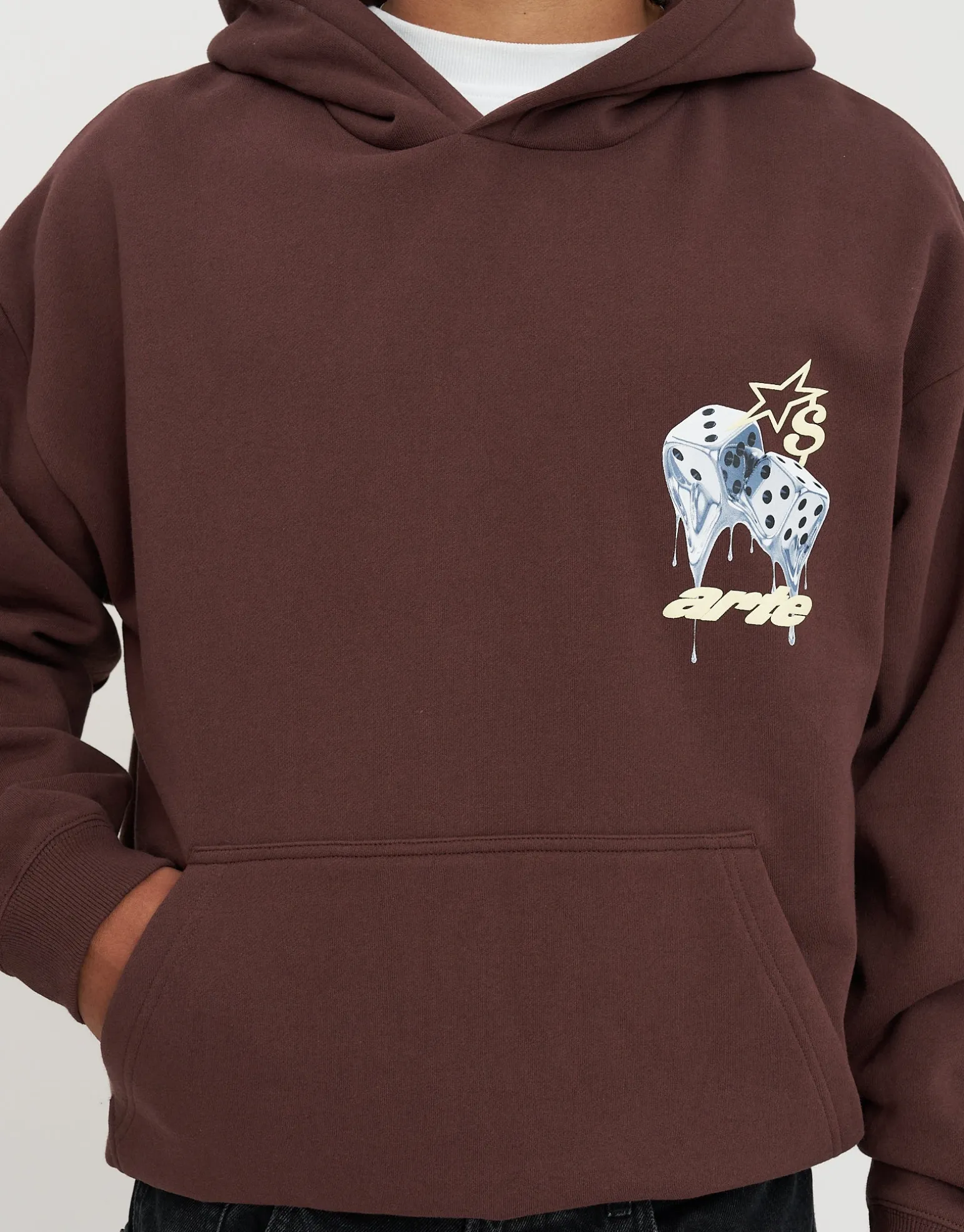 Future Dice Print Oversized Hoodie in Bitter Brown