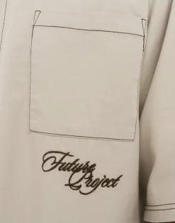 Future Project Cropped Short Sleeve Shirt in Desert Stone