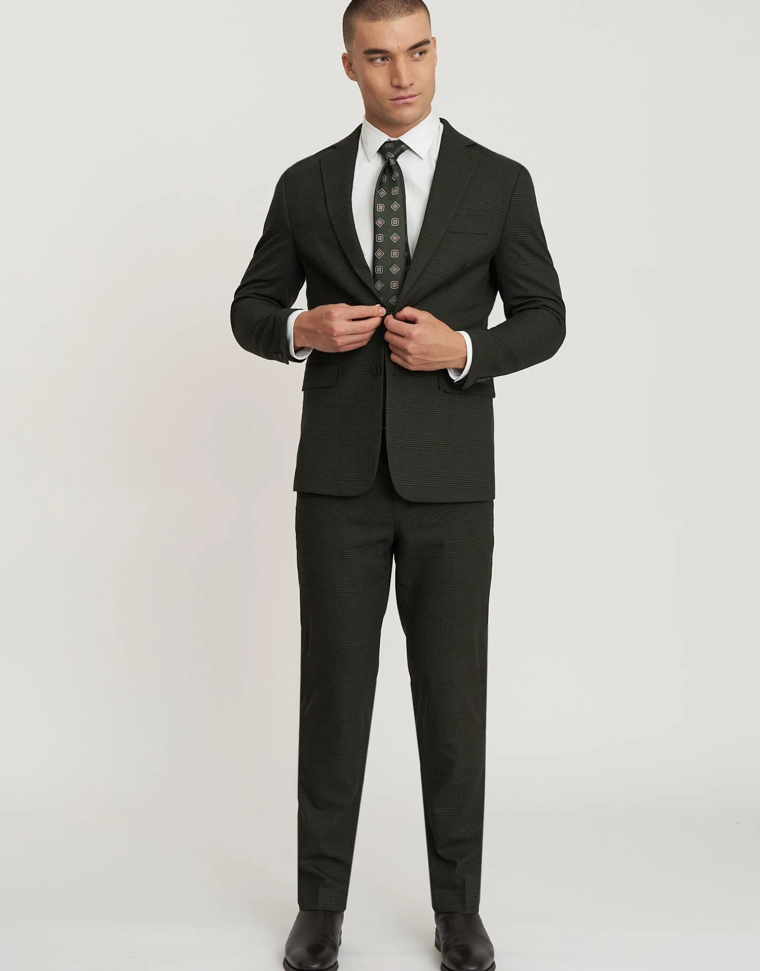 Glenroy Check Suit Jacket in Forest
