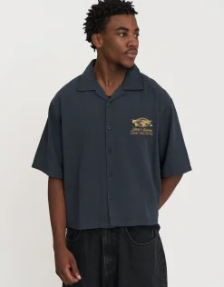 Global Industries Cropped Short Sleeve Shirt in Ebony