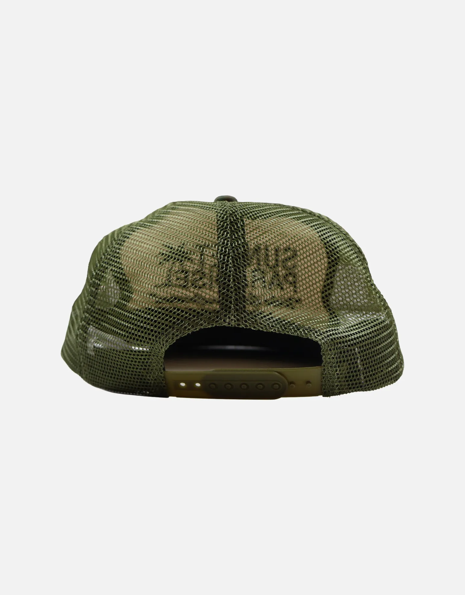 Good Vibes Trucker Hat in Camo/off White