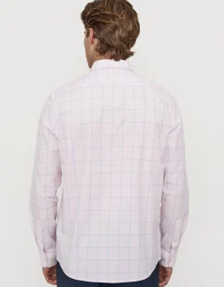 Grid Long Sleeve Dress Shirt in Light Pink
