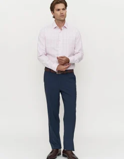 Grid Long Sleeve Dress Shirt in Light Pink