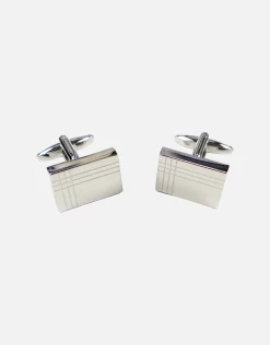 Grid Square Cufflinks in Silver