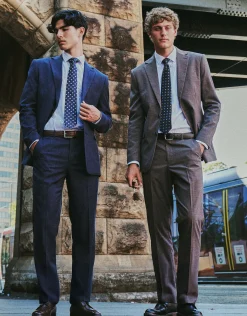Hawthorne Slim Fit Suit Trousers in Navy Check