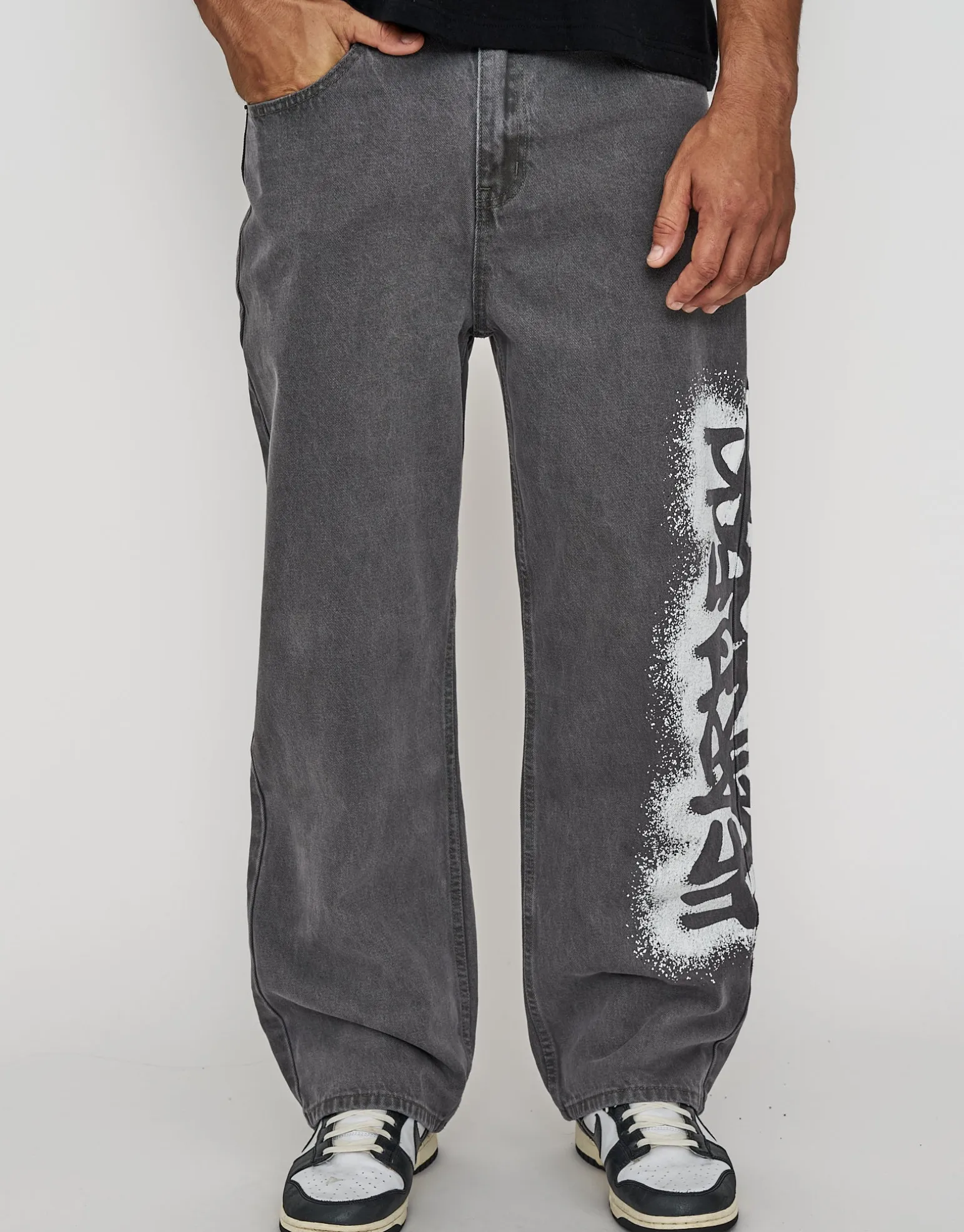 Heartless Baggy Fit Jeans in Grey