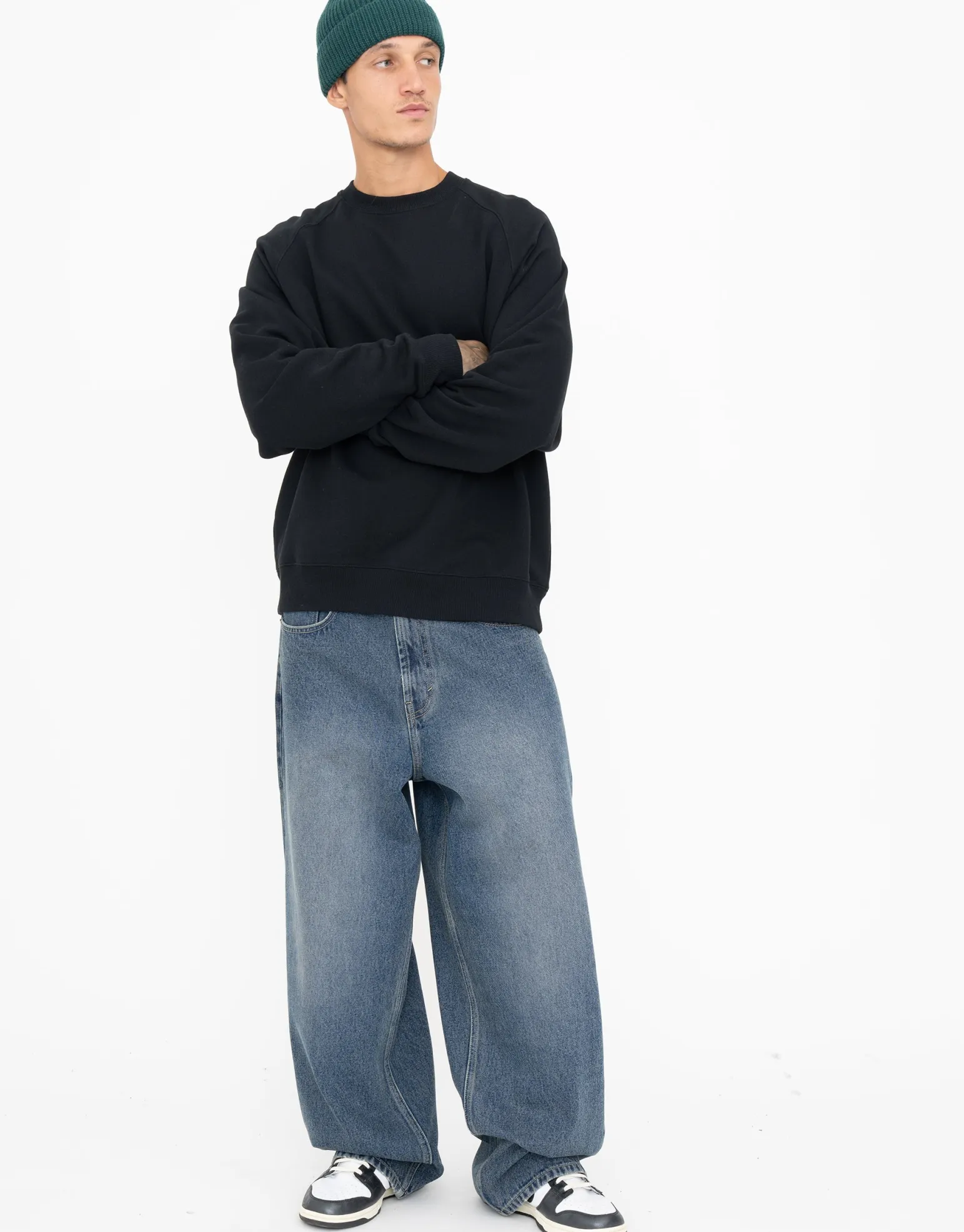 Heavyweight Raglan Crew Neck Sweat in Snow Marle