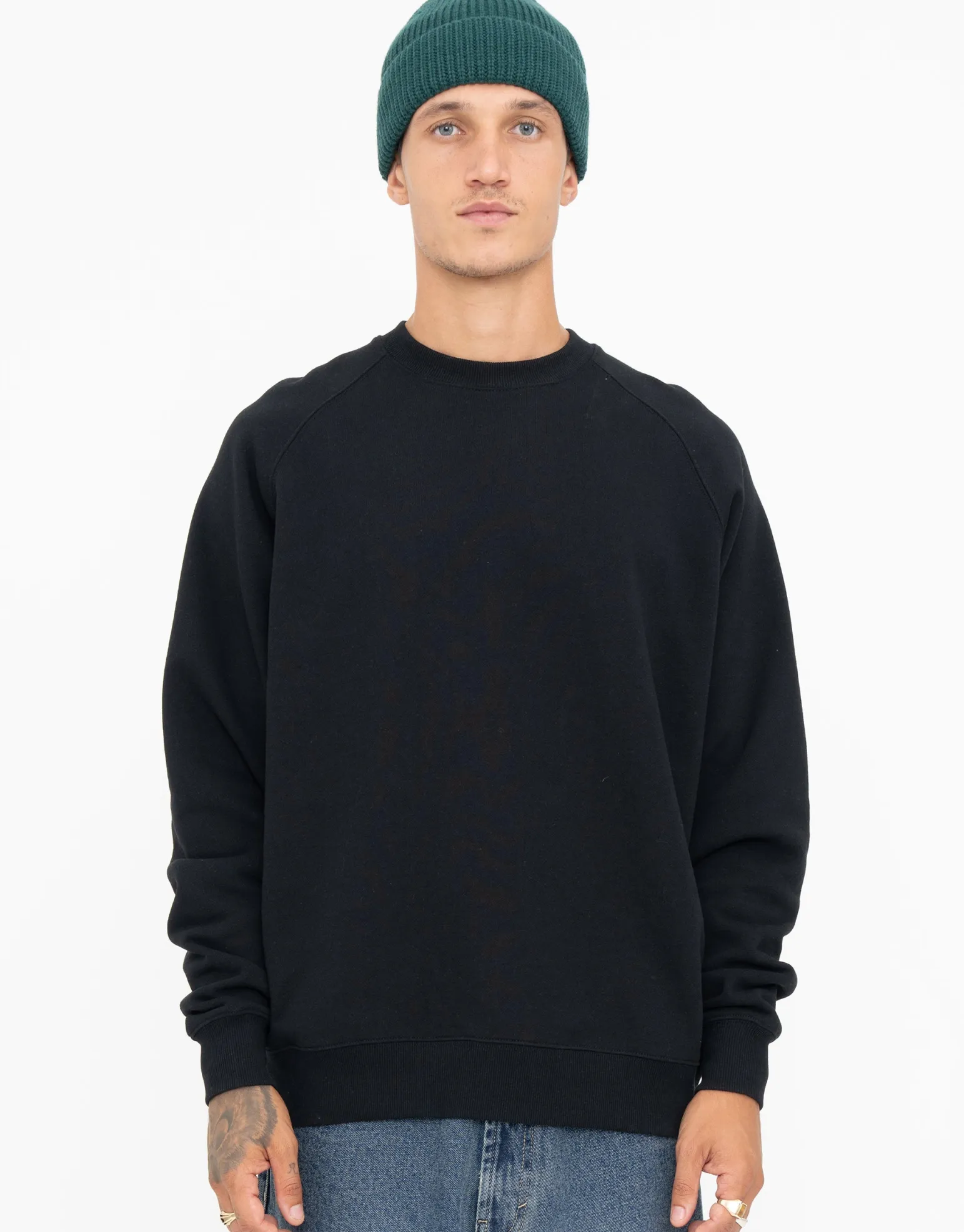 Heavyweight Raglan Crew Neck Sweat in Snow Marle