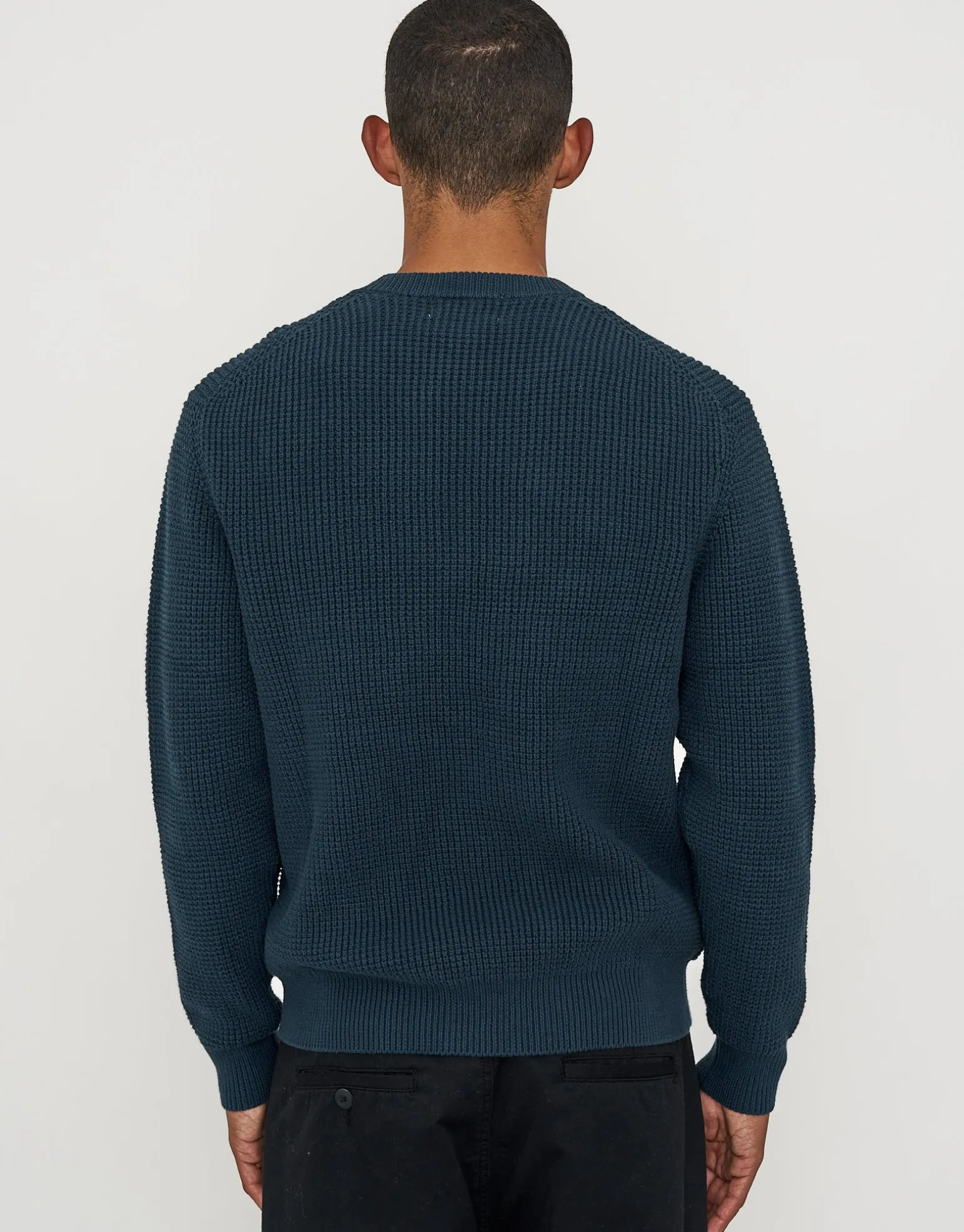 Heavyweight Waffle Crew Knit Jumper in Charcoal