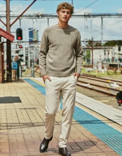Heavyweight Waffle Crew Knit Jumper in Petrol
