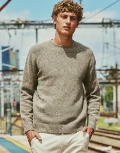 Heavyweight Waffle Crew Knit Jumper in Petrol