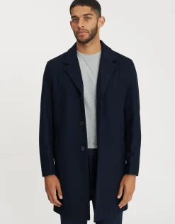 Heavyweight Wool Blend Overcoat in Navy