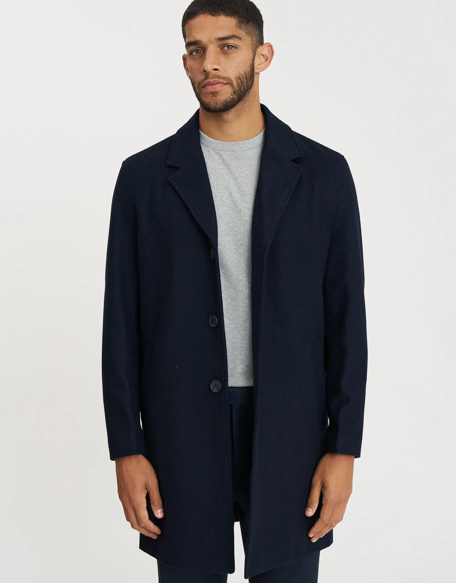 Heavyweight Wool Blend Overcoat in Navy