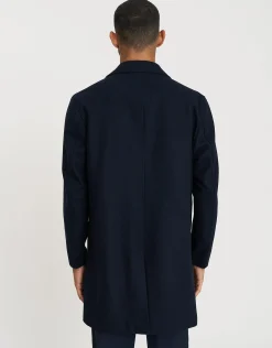 Heavyweight Wool Blend Overcoat in Navy