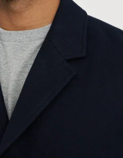 Heavyweight Wool Blend Overcoat in Navy