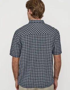 Herd Check Short Sleeve Shirt in Navy