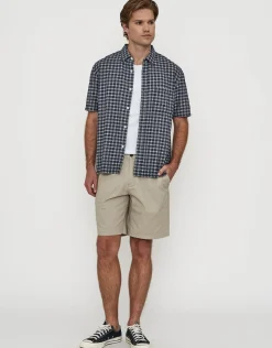 Herd Check Short Sleeve Shirt in Navy