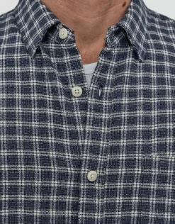 Herd Check Short Sleeve Shirt in Navy