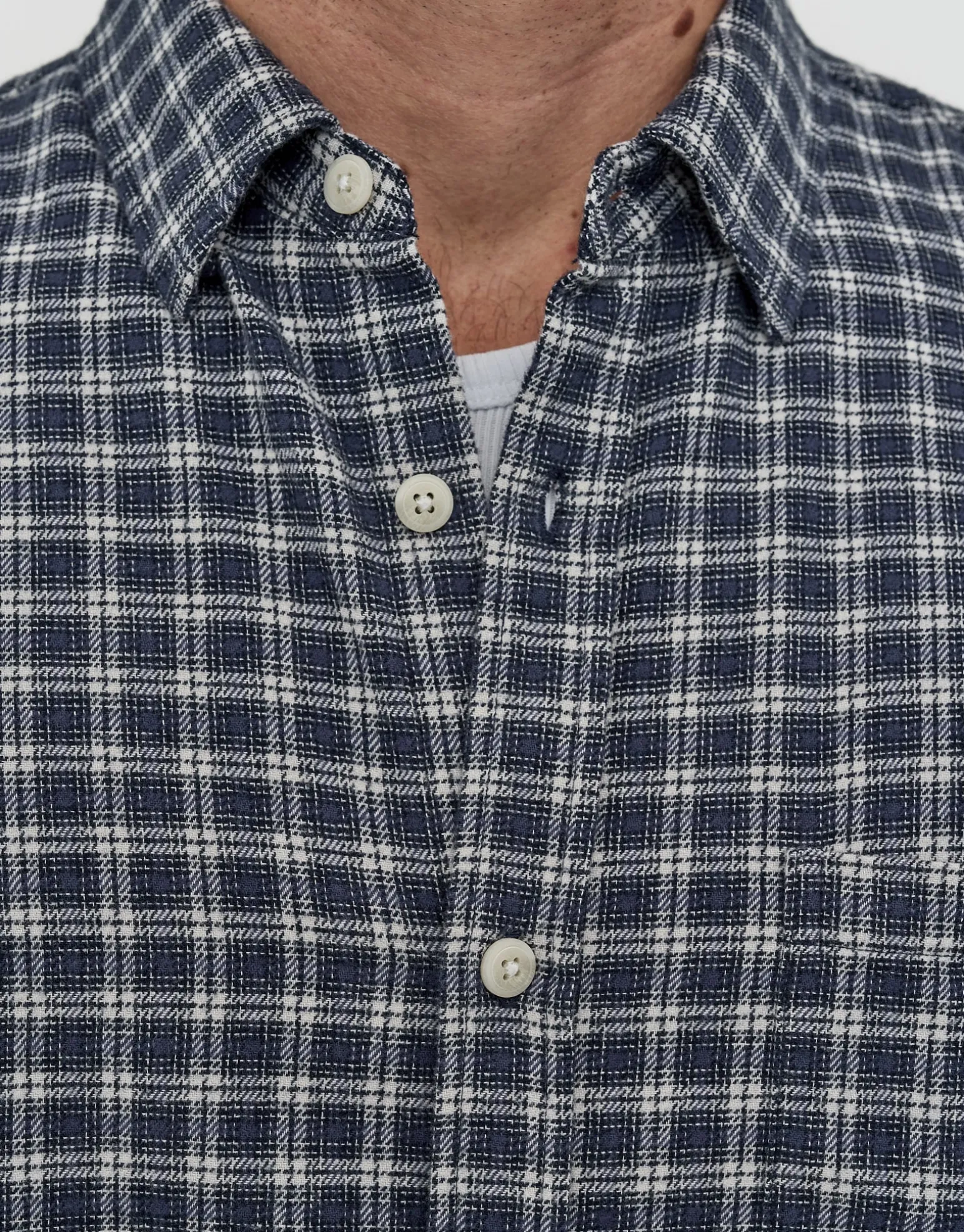 Herd Check Short Sleeve Shirt in Navy