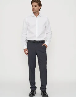 Honeycomb Long Sleeve Dress Shirt in White