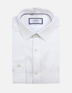 Honeycomb Long Sleeve Dress Shirt in White