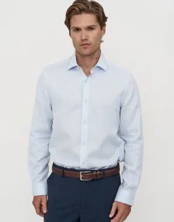 Honeycomb Long Sleeve Dress Shirt in White