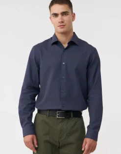Honeycomb Texture Long Sleeve Dress Shirt in Slate