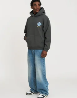 Honshu Dragon Oversized Hoodie in Pewter Grey