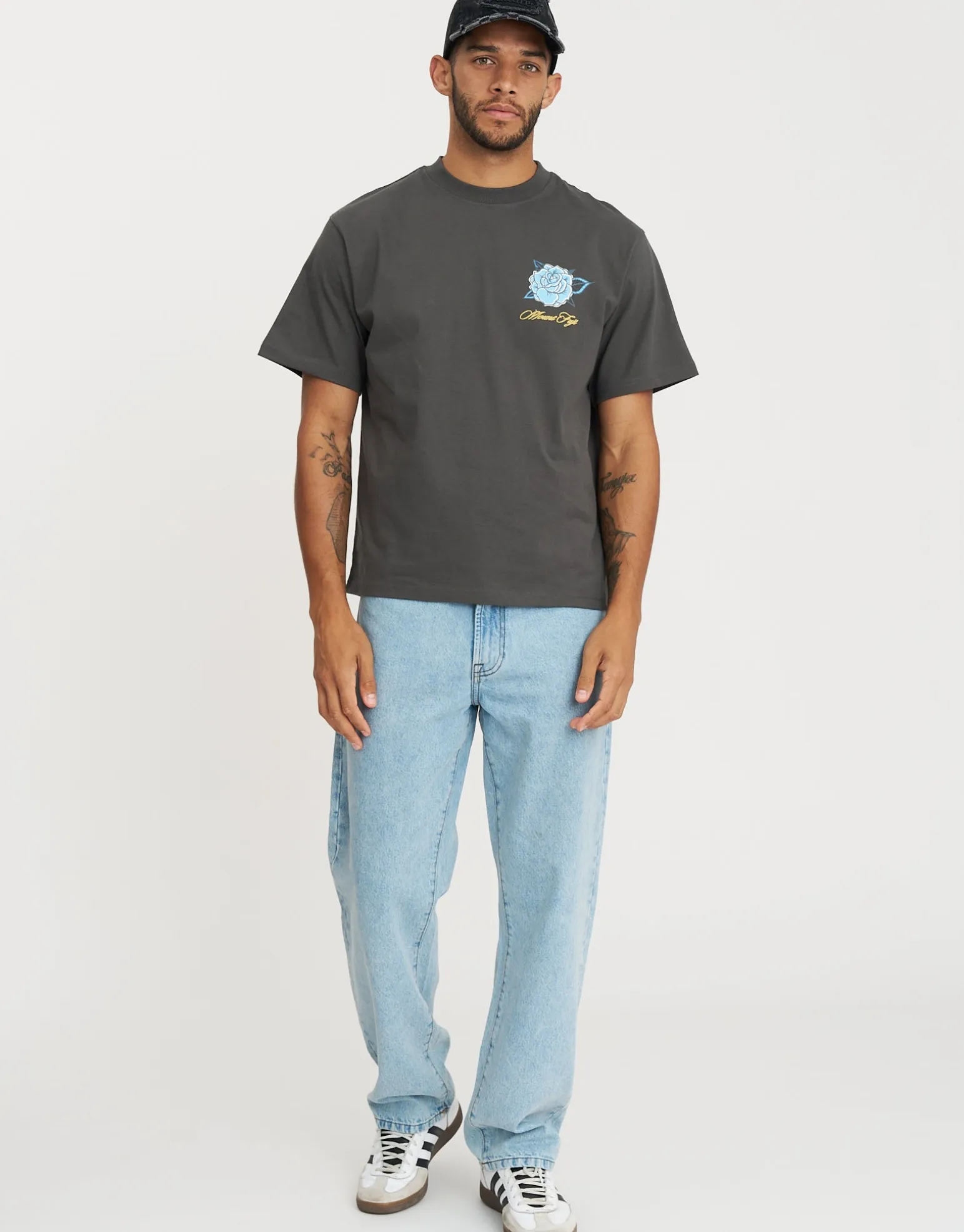 Honshu Dragon Relaxed Fit T Shirt in Pewter Grey
