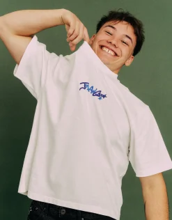 JManGo Cropped Relaxed Fit T Shirt in White