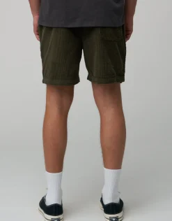 Jumbo Cord Shorts in Washed Black