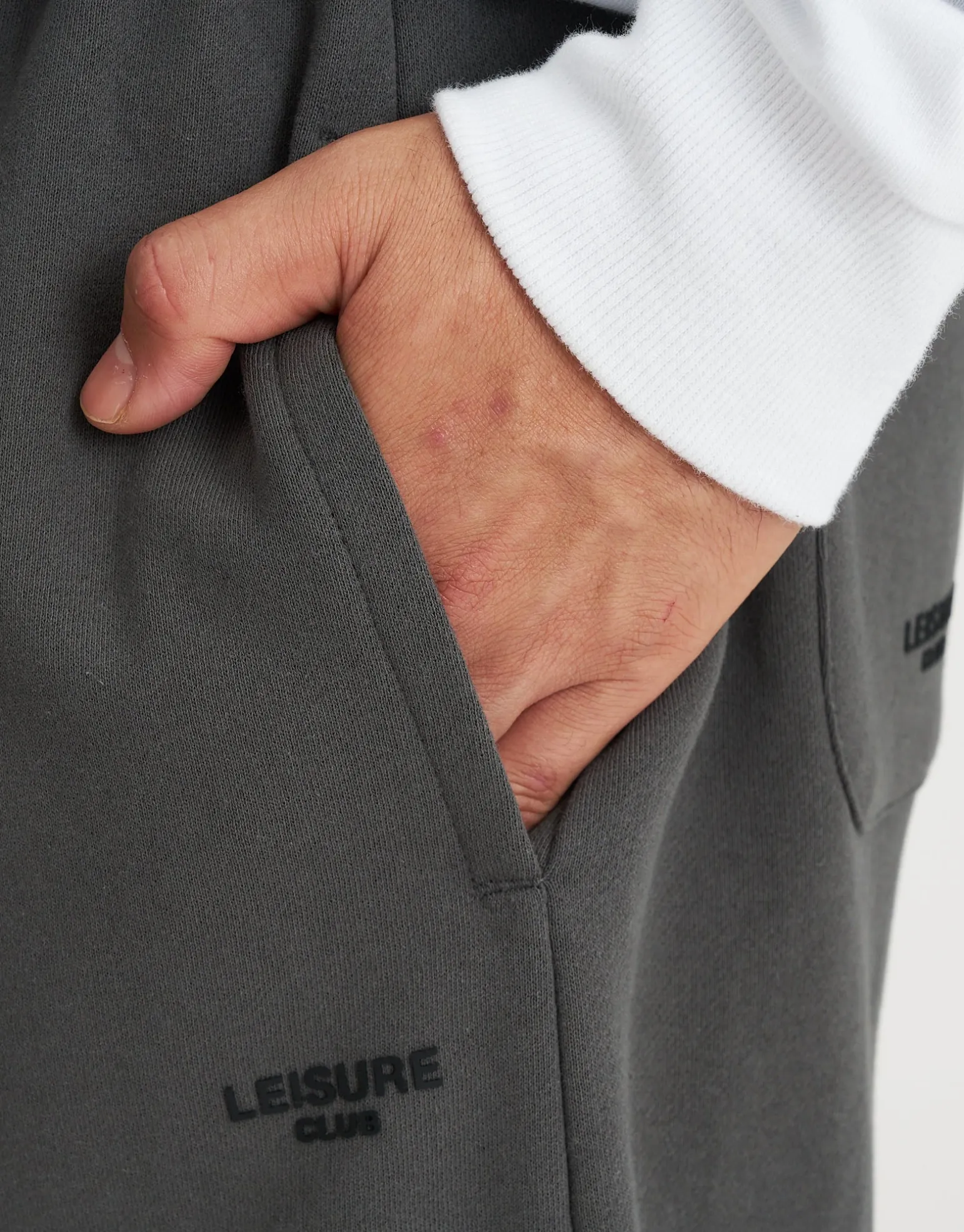 Leisure Club Baggy Track Pants in Snow Marle