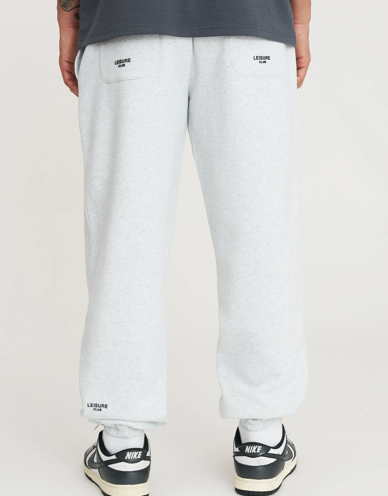 Leisure Club Baggy Track Pants in Snow Marle