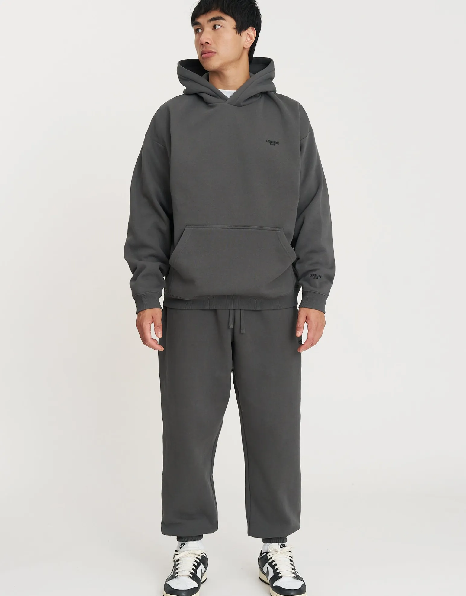 Leisure Club Baggy Track Pants in Snow Marle