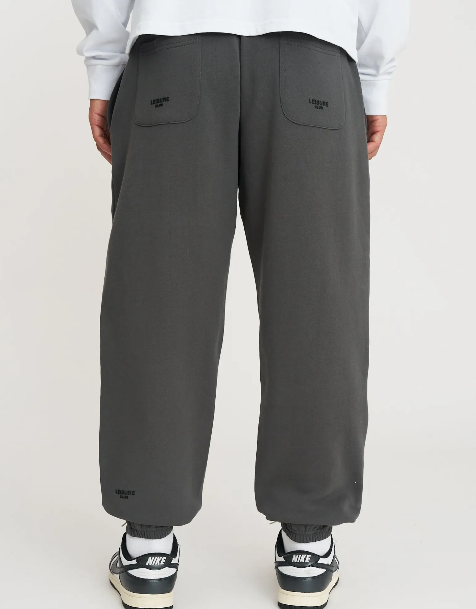 Leisure Club Baggy Track Pants in Snow Marle