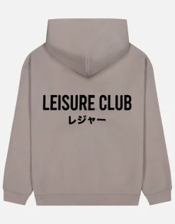 Leisure Club Print Oversized Hoodie in Black