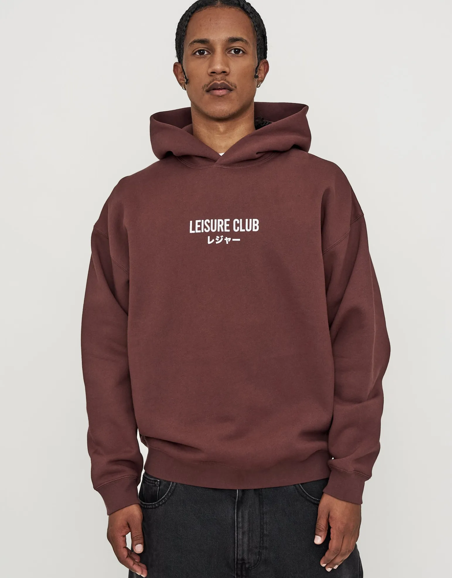Leisure Club Print Oversized Hoodie in Neon Lilac