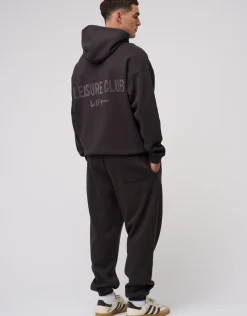 Leisure Club Print Oversized Hoodie in Neon Lilac