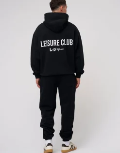Leisure Club Print Oversized Hoodie in Neon Lilac