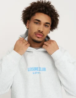 Leisure Club Print Oversized Hoodie in Bitter Brown