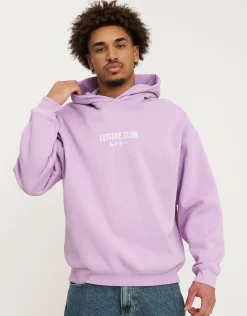 Leisure Club Print Oversized Hoodie in Bitter Brown