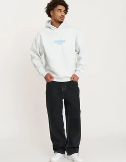 Leisure Club Puff Print Oversized Hoodie in Empire Yellow