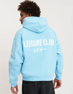 Leisure Club Puff Print Oversized Hoodie in Empire Yellow