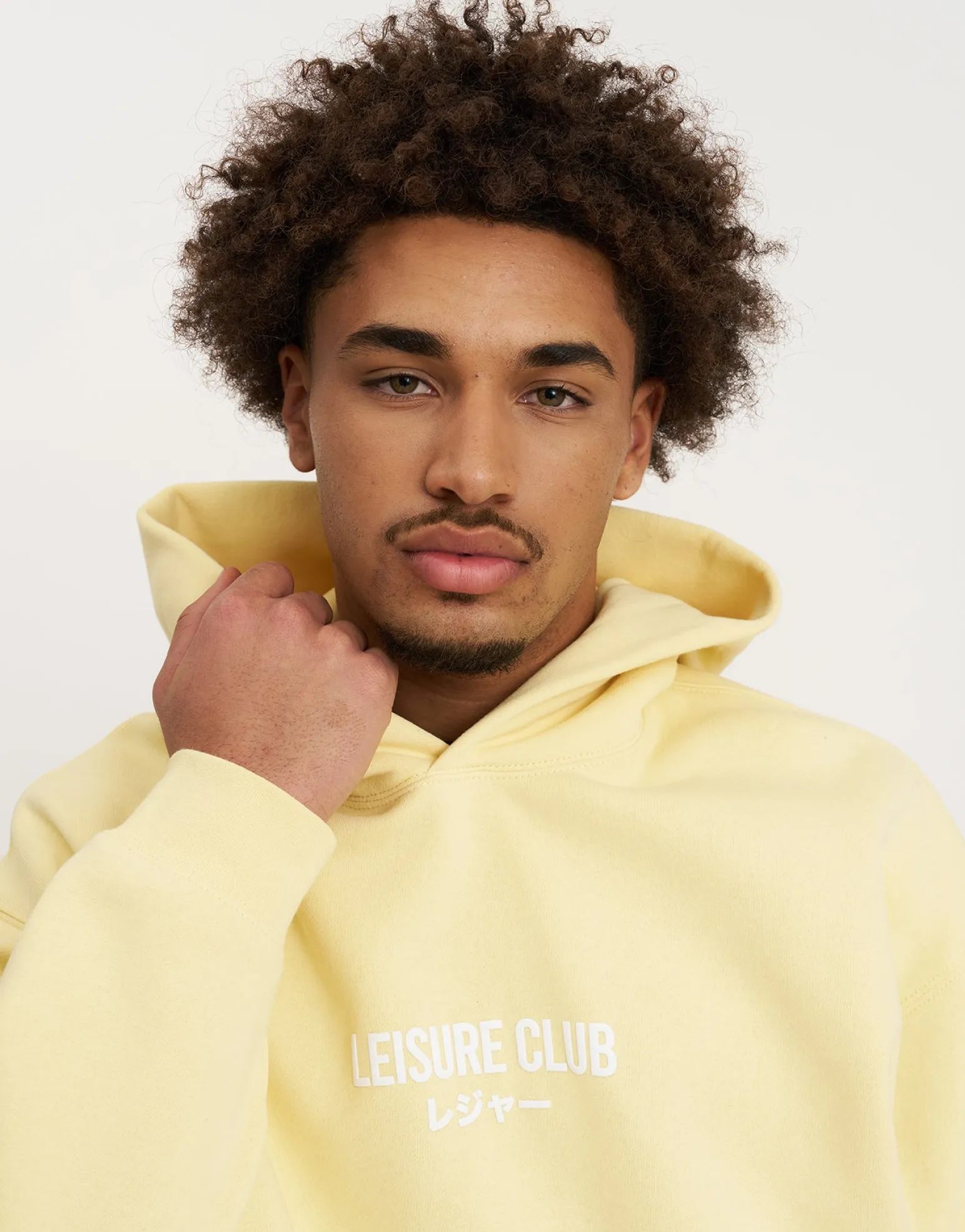 Leisure Club Puff Print Oversized Hoodie in Empire Yellow